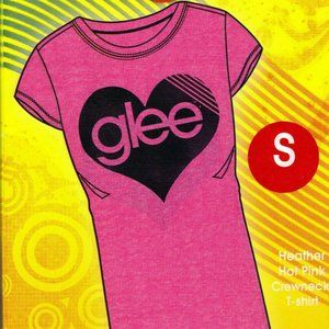 New Glee Heather Hot Pink Juniors Crewneck T-Shirts Size: S